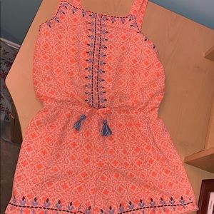 Adorable orange romper w/ blue floral on front